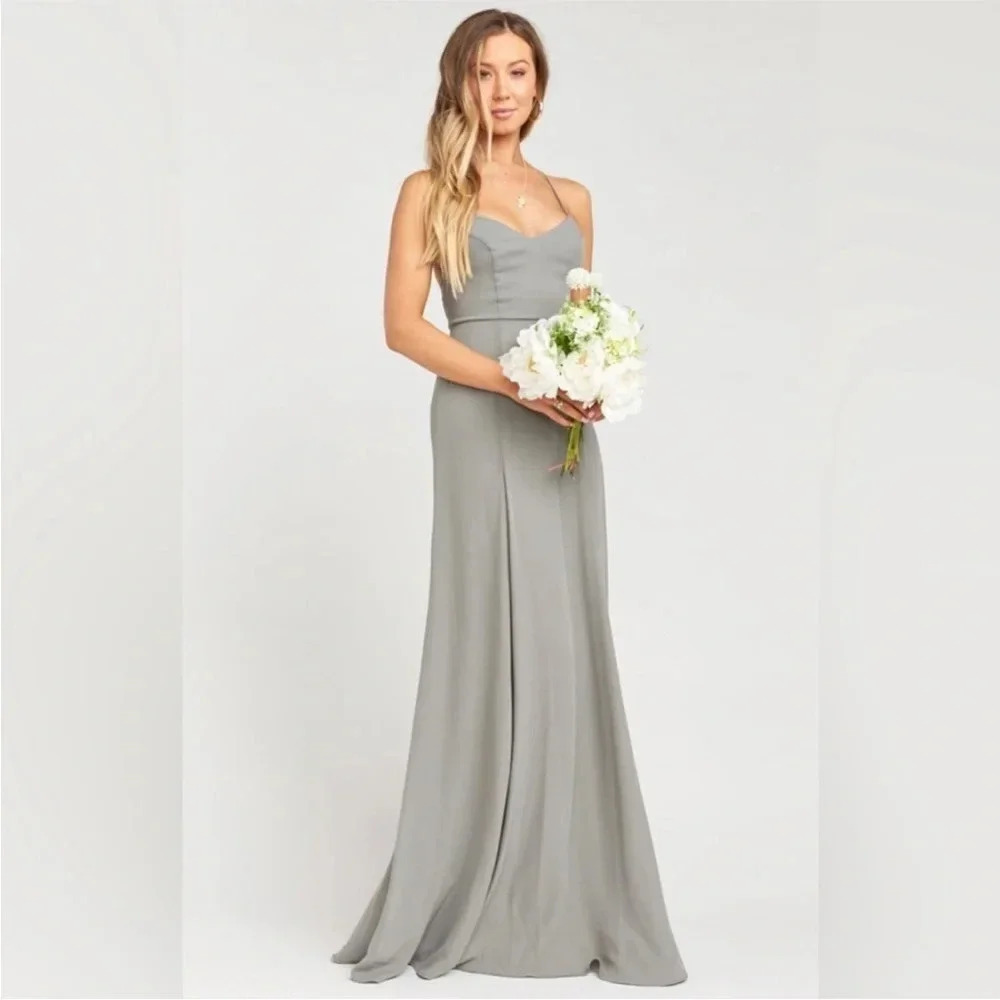 Show Me Your Mumu Godshaw Goddess Gown Soft Charcoal Dress Bridesmaid Size L - Picture 3 of 10